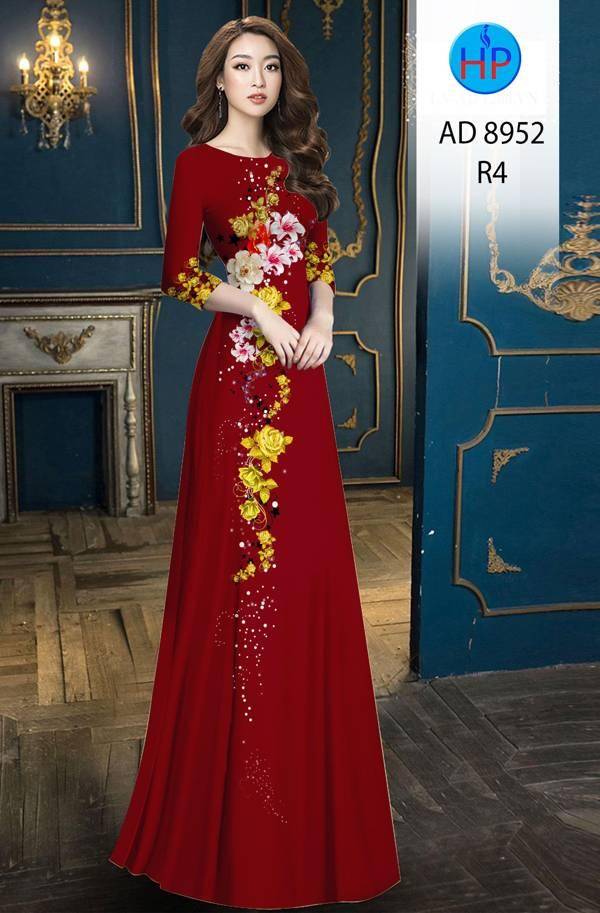 Vải Áo Dài Hoa Hồng Thiết Kế 2021 AD 8952