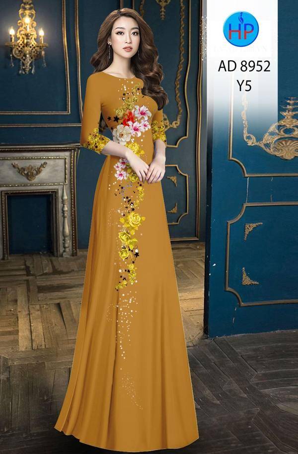 Vải Áo Dài Hoa Hồng Thiết Kế 2021 AD 8952