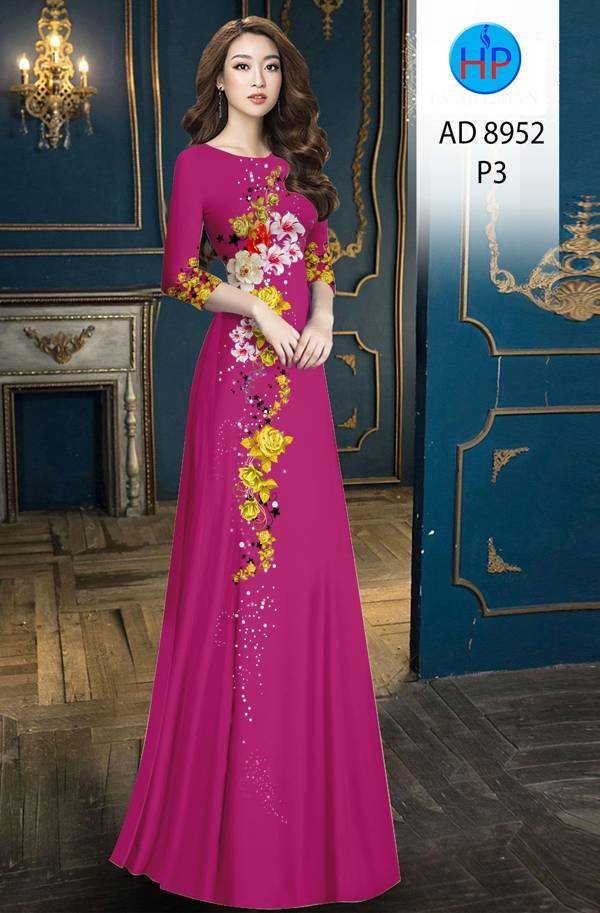 Vải Áo Dài Hoa Hồng Thiết Kế 2021 AD 8952