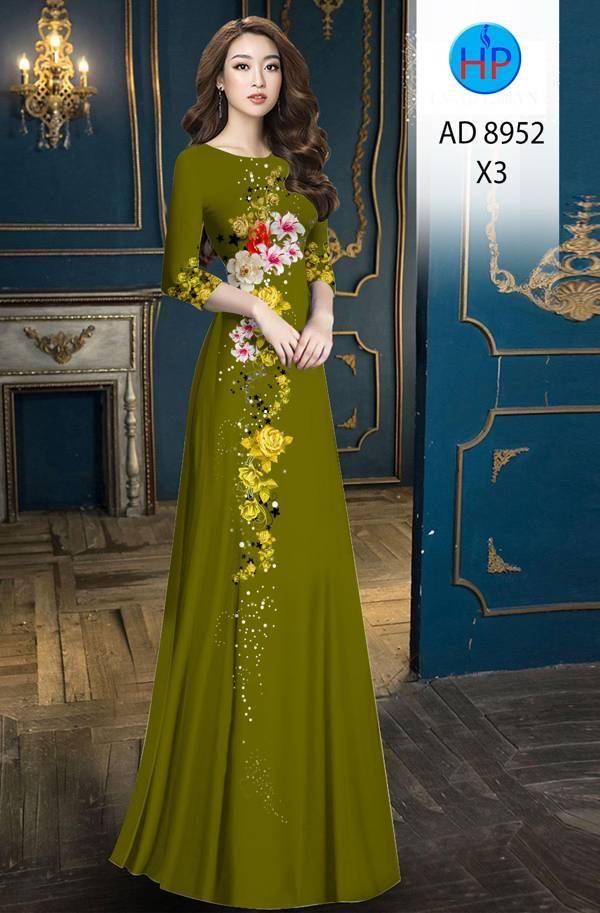 Vải Áo Dài Hoa Hồng Thiết Kế 2021 AD 8952