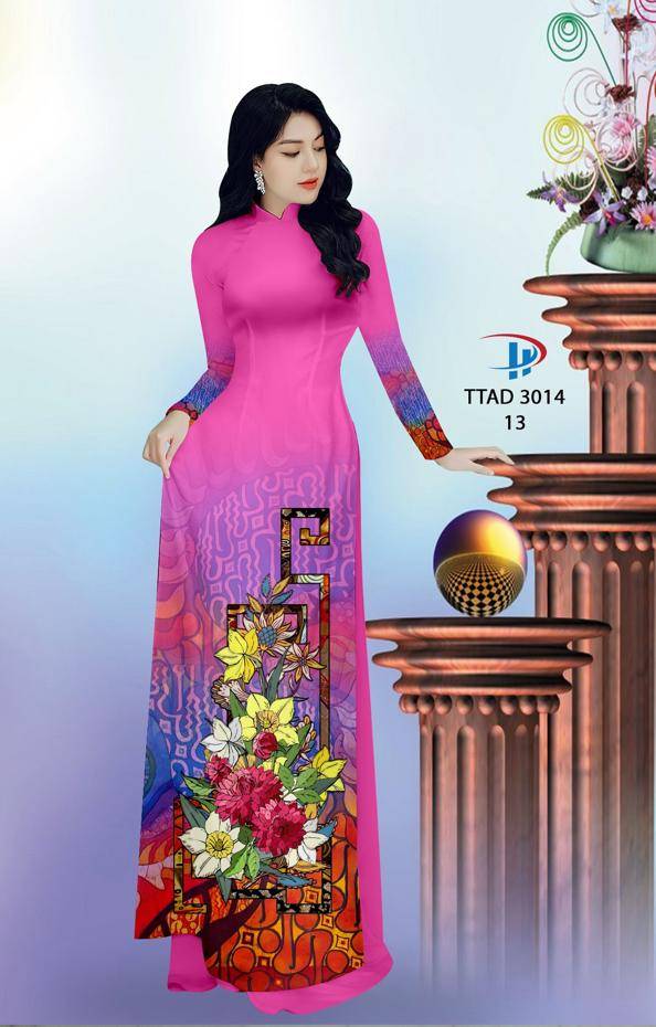 Vải Áo Dài Hoa In 3D Mới Ra AD TTAD3014 49 Vải Áo Dài Hoa In 3D Mới Ra AD TTAD3014