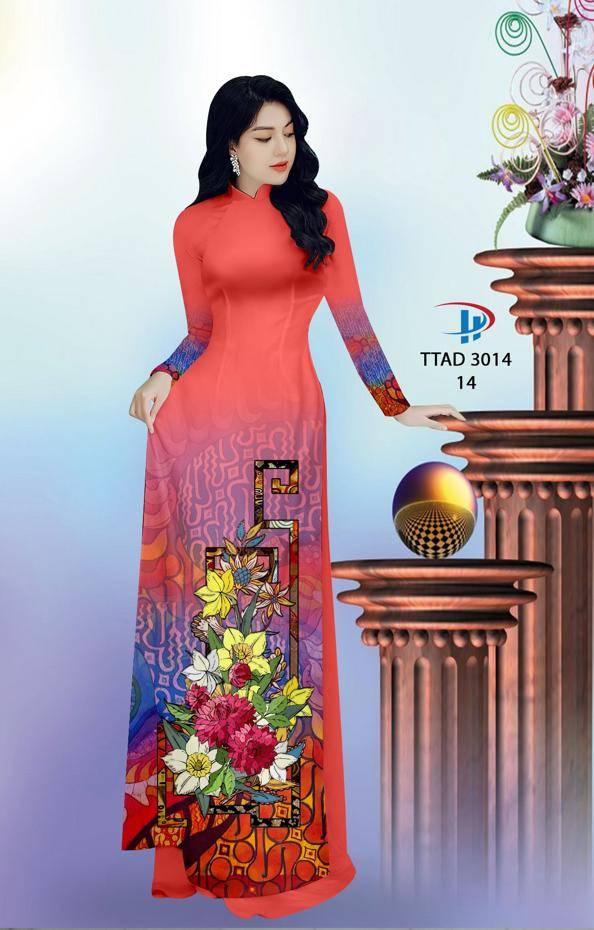Vải Áo Dài Hoa In 3D Mới Ra AD TTAD3014 50 Vải Áo Dài Hoa In 3D Mới Ra AD TTAD3014