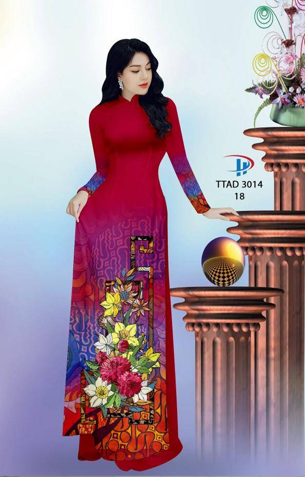Vải Áo Dài Hoa In 3D Mới Ra AD TTAD3014 54 Vải Áo Dài Hoa In 3D Mới Ra AD TTAD3014