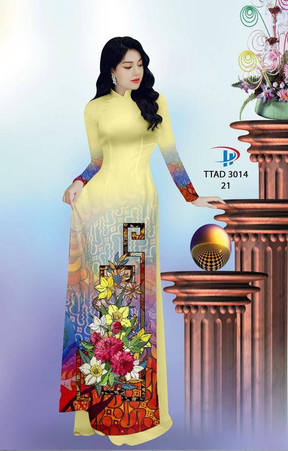 Vải Áo Dài Hoa In 3D Mới Ra AD TTAD3014 57 Vải Áo Dài Hoa In 3D Mới Ra AD TTAD3014