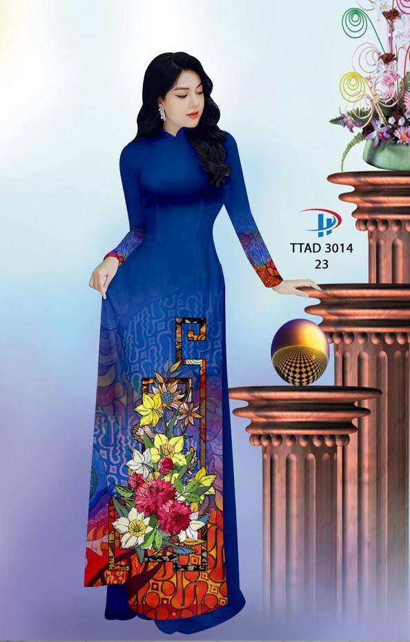 Vải Áo Dài Hoa In 3D Mới Ra AD TTAD3014 60 Vải Áo Dài Hoa In 3D Mới Ra AD TTAD3014
