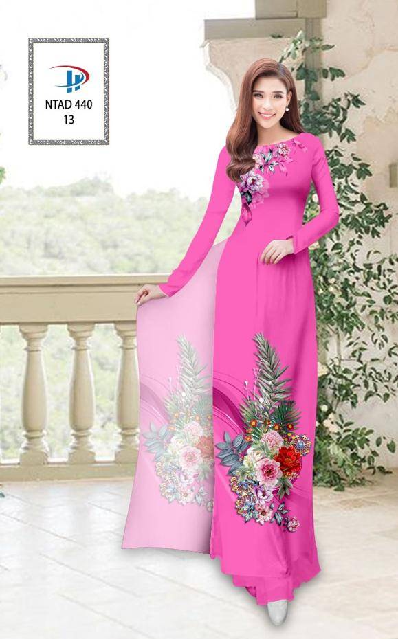 Vải Áo Dài Hoa Hồng Mới Ra AD NTAD440