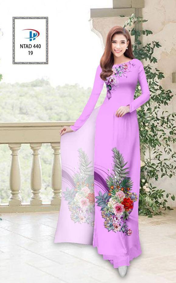 Vải Áo Dài Hoa Hồng Mới Ra AD NTAD440