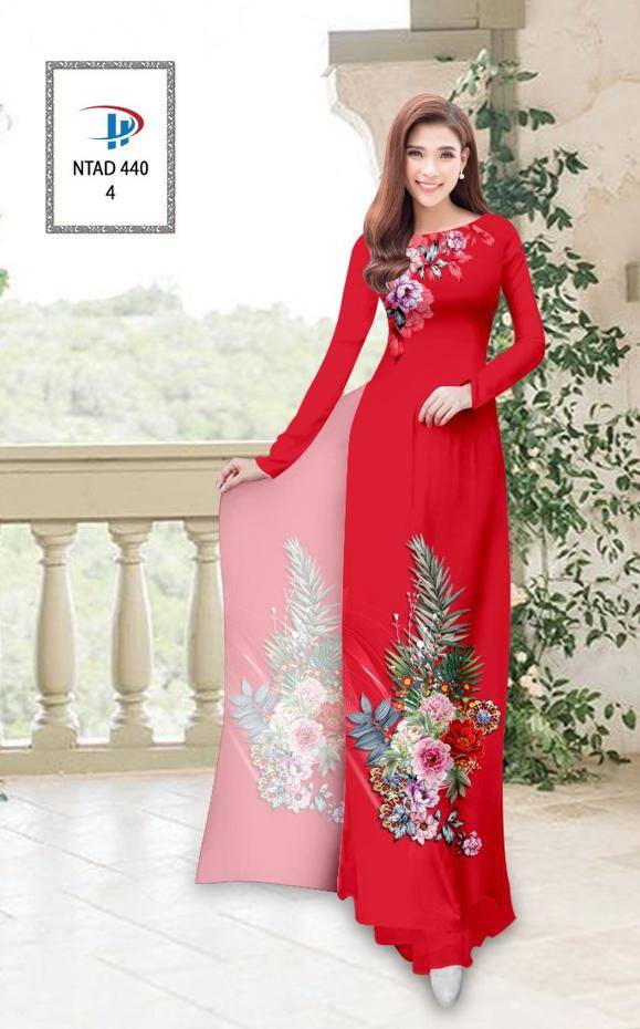 Vải Áo Dài Hoa Hồng Mới Ra AD NTAD440