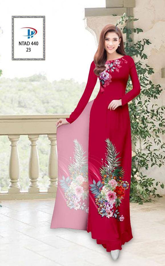 Vải Áo Dài Hoa Hồng Mới Ra AD NTAD440