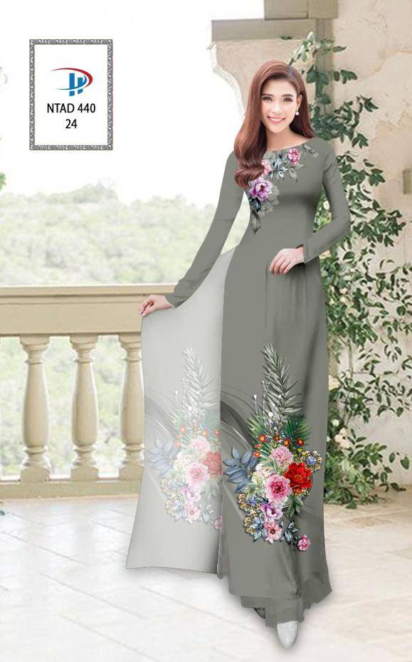 Vải Áo Dài Hoa Hồng Mới Ra AD NTAD440