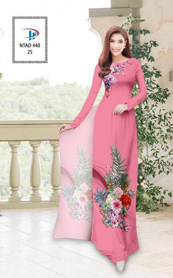 Vải Áo Dài Hoa Hồng Mới Ra AD NTAD440