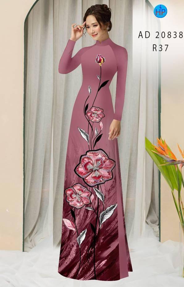 Vải Áo Dài Hoa In 3D Thiết Kế 2021 AD 20838 36 Vải Áo Dài Hoa In 3D Thiết Kế 2021 AD 20838