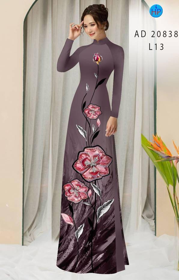 Vải Áo Dài Hoa In 3D Thiết Kế 2021 AD 20838 41 Vải Áo Dài Hoa In 3D Thiết Kế 2021 AD 20838