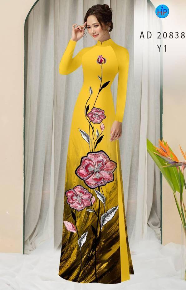 Vải Áo Dài Hoa In 3D Thiết Kế 2021 AD 20838 42 Vải Áo Dài Hoa In 3D Thiết Kế 2021 AD 20838