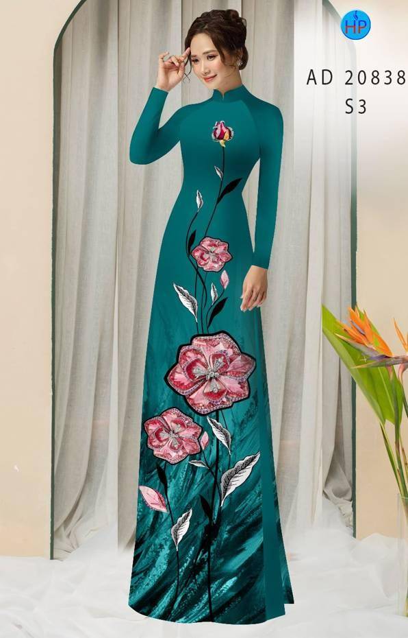 Vải Áo Dài Hoa In 3D Thiết Kế 2021 AD 20838 44 Vải Áo Dài Hoa In 3D Thiết Kế 2021 AD 20838