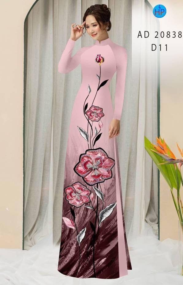 Vải Áo Dài Hoa In 3D Thiết Kế 2021 AD 20838 47 Vải Áo Dài Hoa In 3D Thiết Kế 2021 AD 20838