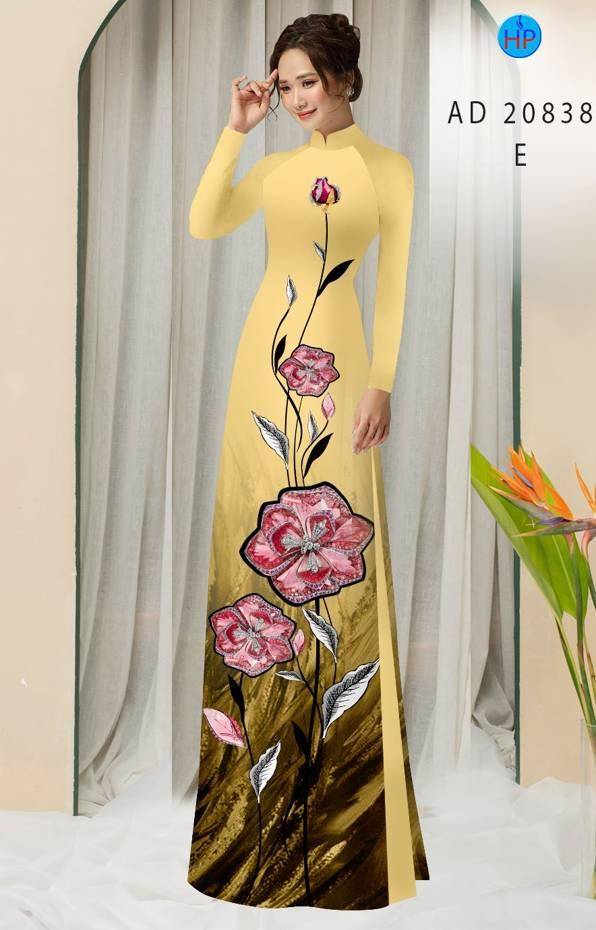 Vải Áo Dài Hoa In 3D Thiết Kế 2021 AD 20838 51 Vải Áo Dài Hoa In 3D Thiết Kế 2021 AD 20838