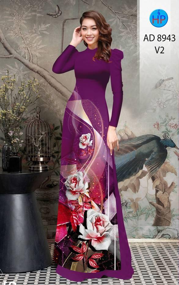 Vải Áo Dài Hoa Hồng Độc Đáo AD 8943 40 Vải Áo Dài Hoa Hồng Độc Đáo AD 8943