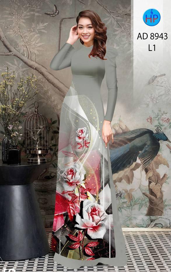 Vải Áo Dài Hoa Hồng Độc Đáo AD 8943 42 Vải Áo Dài Hoa Hồng Độc Đáo AD 8943
