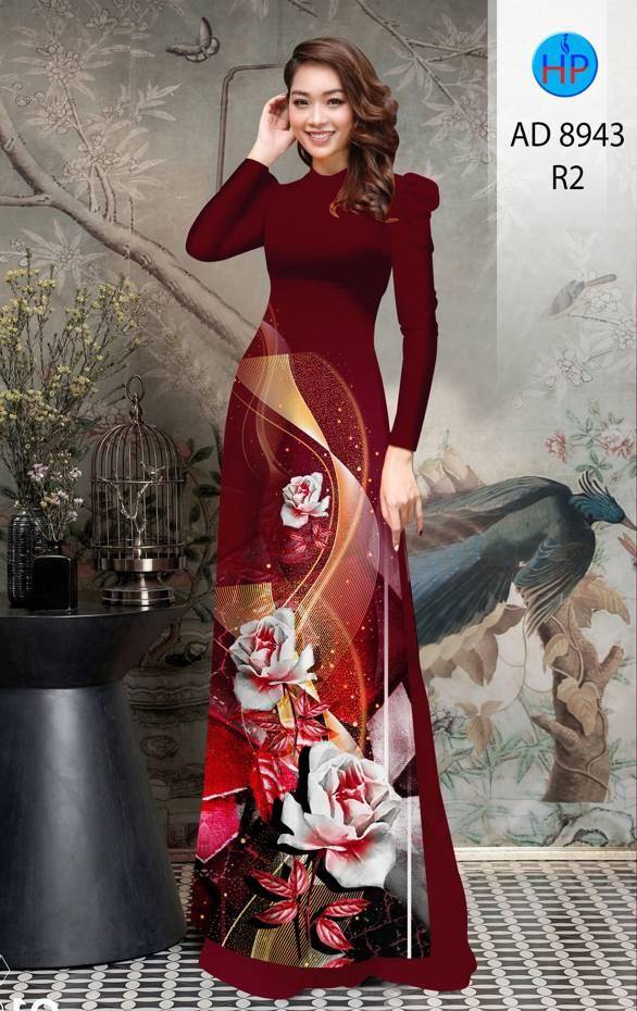 Vải Áo Dài Hoa Hồng Độc Đáo AD 8943 43 Vải Áo Dài Hoa Hồng Độc Đáo AD 8943