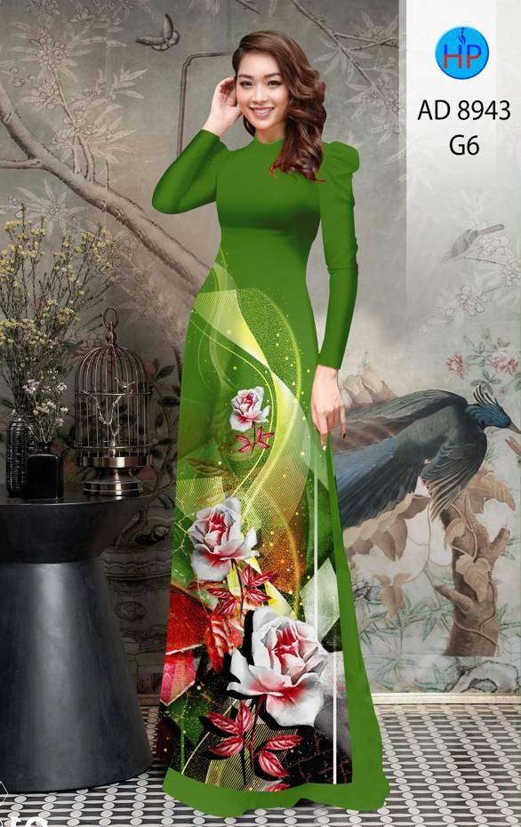 Vải Áo Dài Hoa Hồng Độc Đáo AD 8943 44 Vải Áo Dài Hoa Hồng Độc Đáo AD 8943