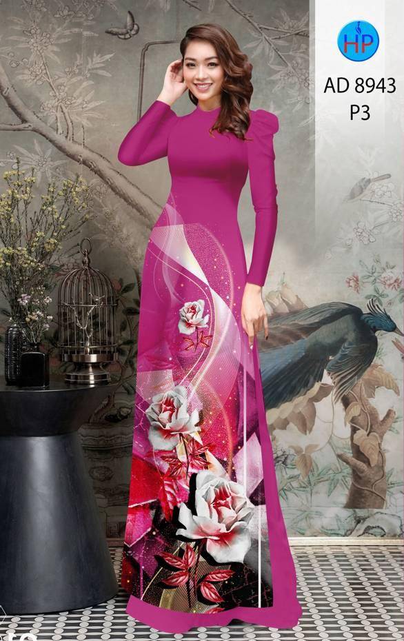 Vải Áo Dài Hoa Hồng Độc Đáo AD 8943 41 Vải Áo Dài Hoa Hồng Độc Đáo AD 8943