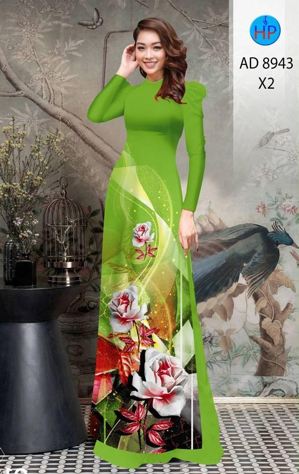 Vải Áo Dài Hoa Hồng Độc Đáo AD 8943 46 Vải Áo Dài Hoa Hồng Độc Đáo AD 8943