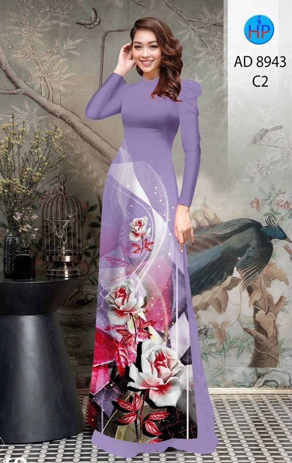 Vải Áo Dài Hoa Hồng Độc Đáo AD 8943 45 Vải Áo Dài Hoa Hồng Độc Đáo AD 8943