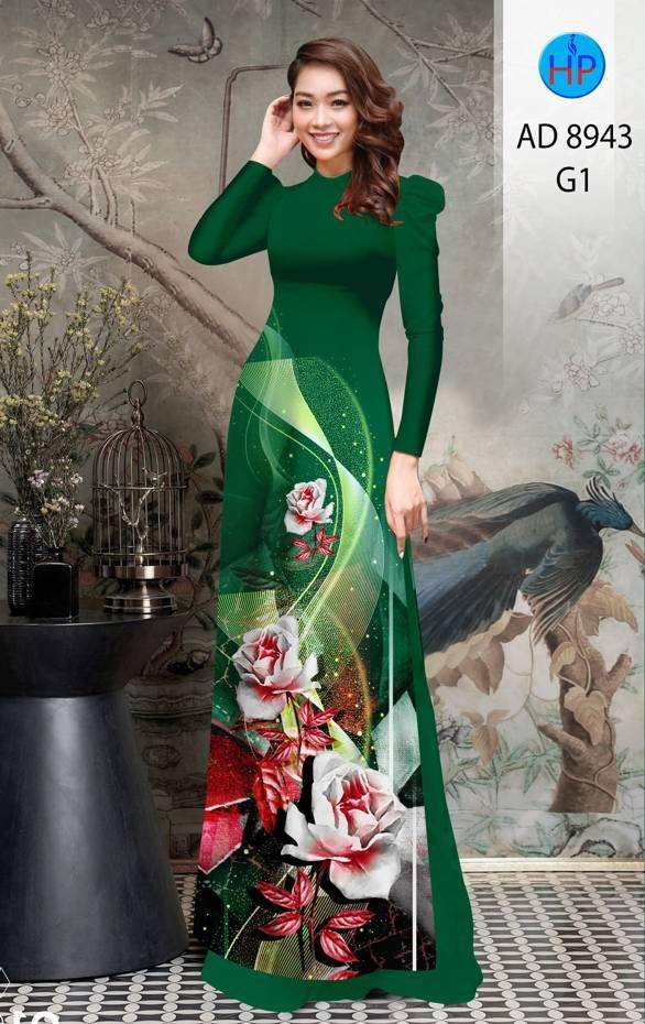 Vải Áo Dài Hoa Hồng Độc Đáo AD 8943 52 Vải Áo Dài Hoa Hồng Độc Đáo AD 8943