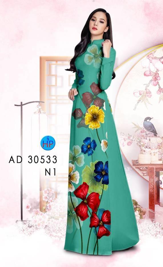 Vải Áo Dài Hoa In 3D Kiểu Mới AD 30533 37 Vải Áo Dài Hoa In 3D Kiểu Mới AD 30533