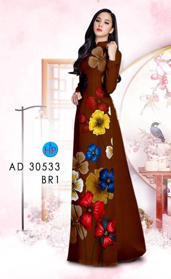 Vải Áo Dài Hoa In 3D Kiểu Mới AD 30533 40 Vải Áo Dài Hoa In 3D Kiểu Mới AD 30533