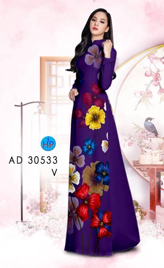 Vải Áo Dài Hoa In 3D Kiểu Mới AD 30533 38 Vải Áo Dài Hoa In 3D Kiểu Mới AD 30533