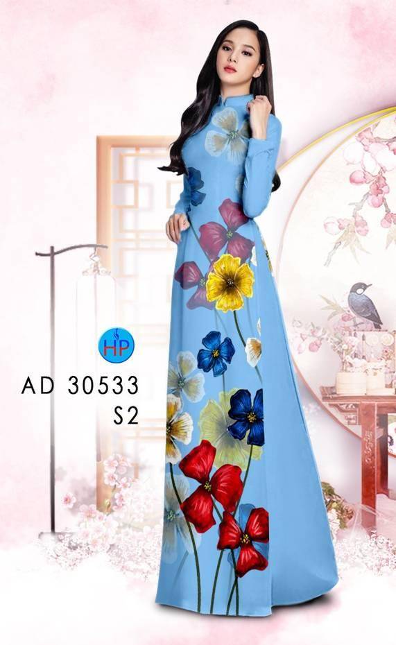 Vải Áo Dài Hoa In 3D Kiểu Mới AD 30533 43 Vải Áo Dài Hoa In 3D Kiểu Mới AD 30533