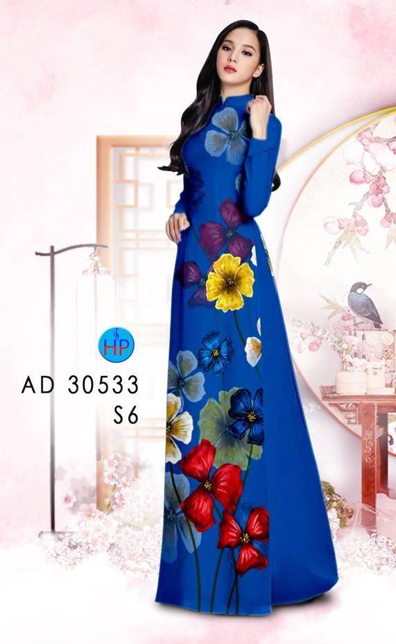 Vải Áo Dài Hoa In 3D Kiểu Mới AD 30533 42 Vải Áo Dài Hoa In 3D Kiểu Mới AD 30533