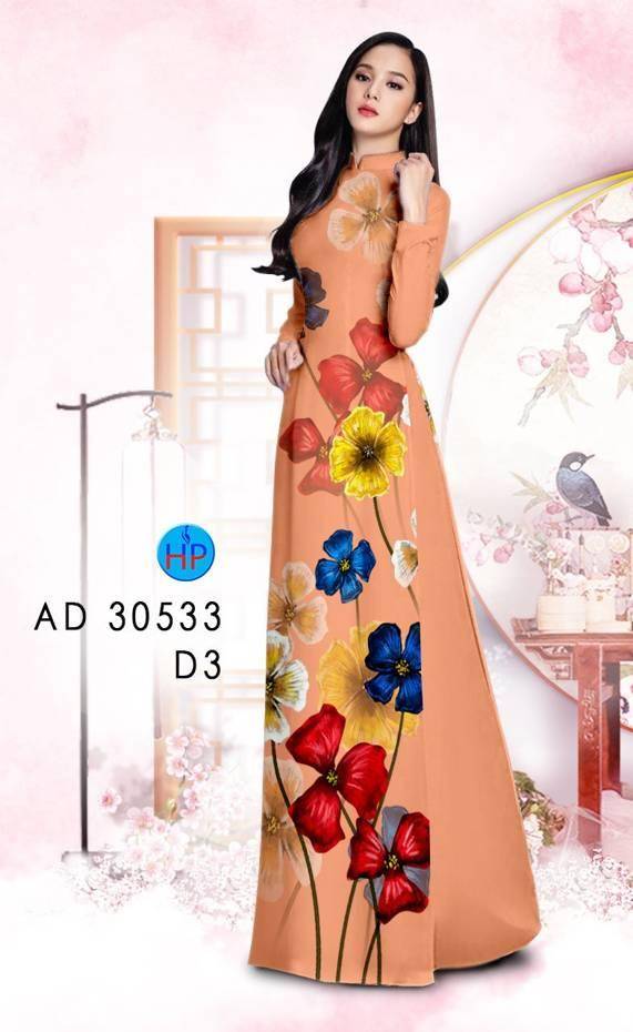 Vải Áo Dài Hoa In 3D Kiểu Mới AD 30533 41 Vải Áo Dài Hoa In 3D Kiểu Mới AD 30533