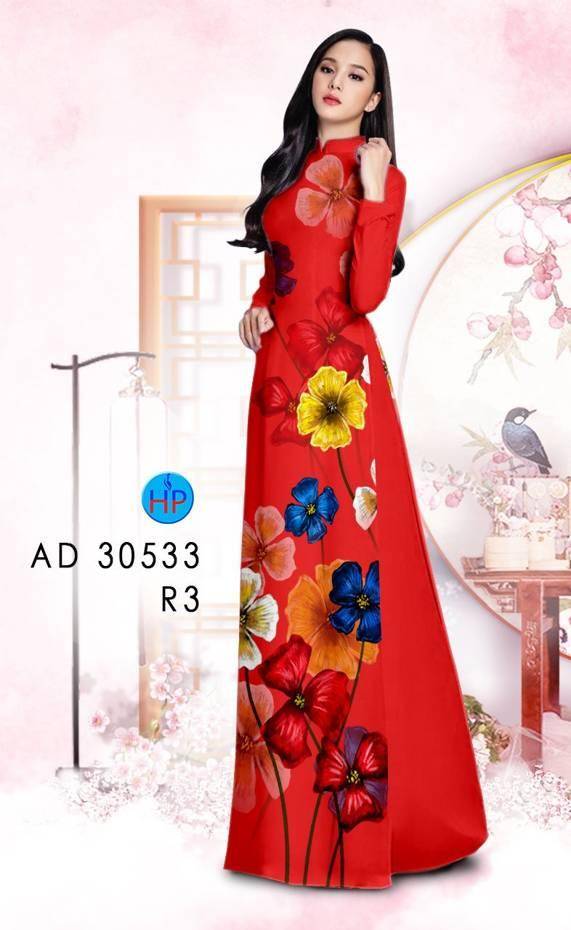 Vải Áo Dài Hoa In 3D Kiểu Mới AD 30533 45 Vải Áo Dài Hoa In 3D Kiểu Mới AD 30533