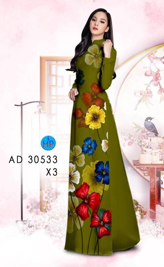 Vải Áo Dài Hoa In 3D Kiểu Mới AD 30533 46 Vải Áo Dài Hoa In 3D Kiểu Mới AD 30533