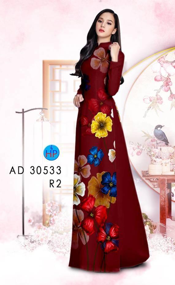 Vải Áo Dài Hoa In 3D Kiểu Mới AD 30533 44 Vải Áo Dài Hoa In 3D Kiểu Mới AD 30533