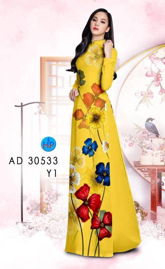 Vải Áo Dài Hoa In 3D Kiểu Mới AD 30533 48 Vải Áo Dài Hoa In 3D Kiểu Mới AD 30533