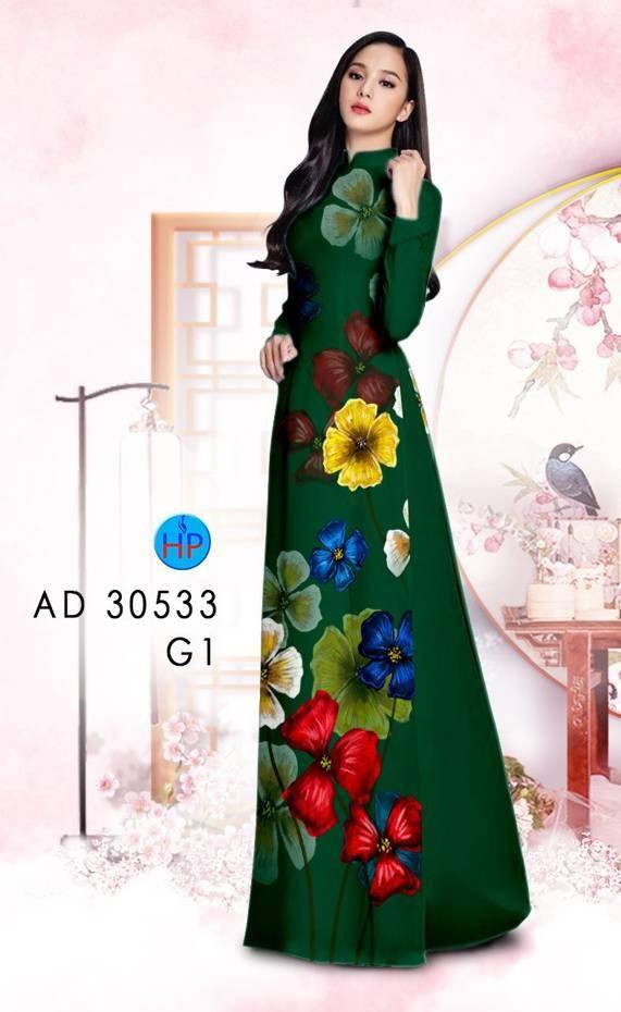 Vải Áo Dài Hoa In 3D Kiểu Mới AD 30533 49 Vải Áo Dài Hoa In 3D Kiểu Mới AD 30533