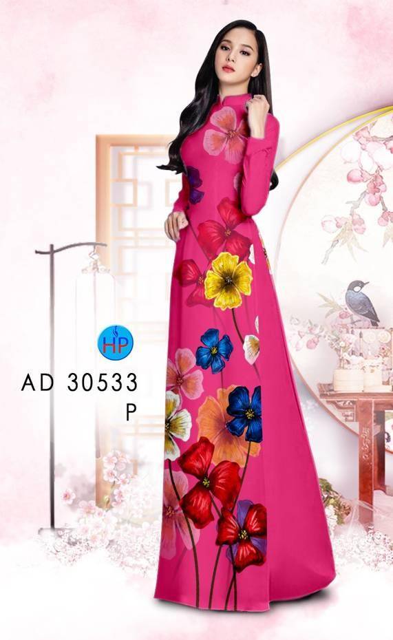 Vải Áo Dài Hoa In 3D Kiểu Mới AD 30533 52 Vải Áo Dài Hoa In 3D Kiểu Mới AD 30533