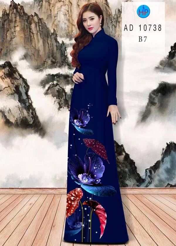 Vải Áo Dài Hoa In 3D Độc Đáo AD 10738 38 Vải Áo Dài Hoa In 3D Độc Đáo AD 10738