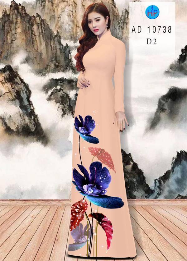 Vải Áo Dài Hoa In 3D Độc Đáo AD 10738 42 Vải Áo Dài Hoa In 3D Độc Đáo AD 10738