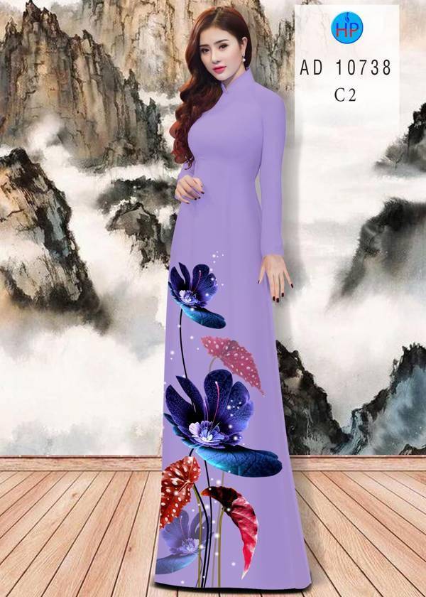 Vải Áo Dài Hoa In 3D Độc Đáo AD 10738 40 Vải Áo Dài Hoa In 3D Độc Đáo AD 10738