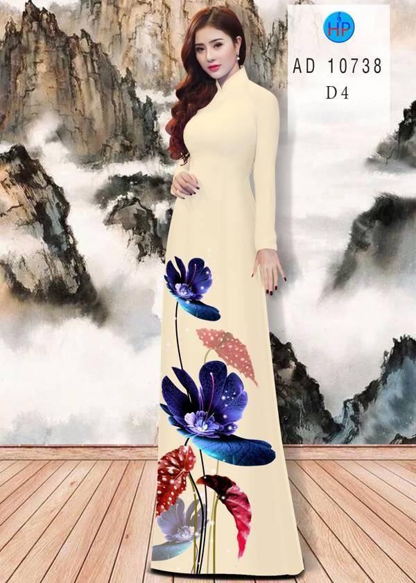 Vải Áo Dài Hoa In 3D Độc Đáo AD 10738 43 Vải Áo Dài Hoa In 3D Độc Đáo AD 10738