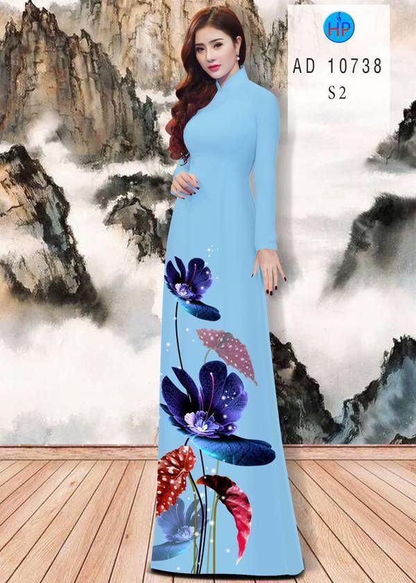 Vải Áo Dài Hoa In 3D Độc Đáo AD 10738 48 Vải Áo Dài Hoa In 3D Độc Đáo AD 10738