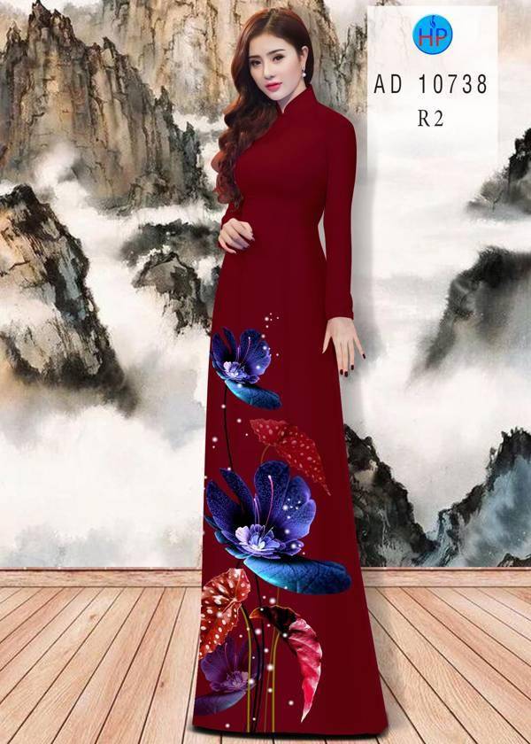 Vải Áo Dài Hoa In 3D Độc Đáo AD 10738 50 Vải Áo Dài Hoa In 3D Độc Đáo AD 10738