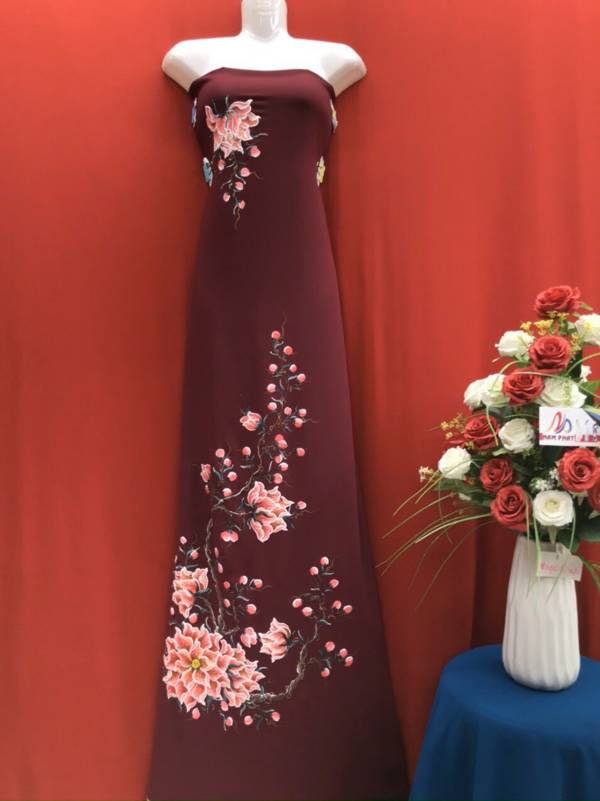 Vải Áo Dài Vẽ Tay Cao Cấp Hoa Cẩm Chướng Thiết Kế 2021 AD VE120409 4 Vải Áo Dài Vẽ Tay Cao Cấp Hoa Cẩm Chướng Thiết Kế 2021 AD VE120409