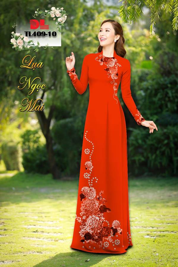 Vải Áo Dài Hoa Cúc Thiết Kế 2021 AD TL409