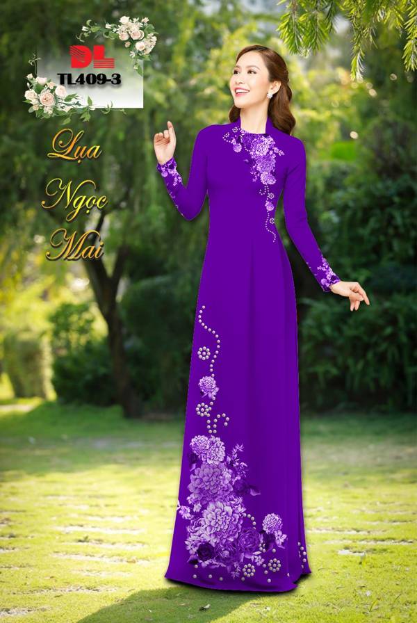 Vải Áo Dài Hoa Cúc Thiết Kế 2021 AD TL409